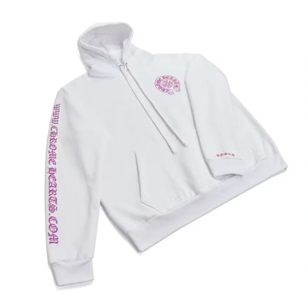 CHROME HEARTS ジップアップパーカー ホワイト ピンク XXL Chrome Hearts | Jackets & Coats | Chrome Hearts White Hoodie With